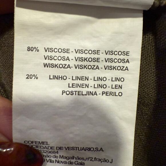 Tiffosi Olive Green Linen Blend Button Front Maxi Dress M Belted Safari Boho - Picture 6 of 8